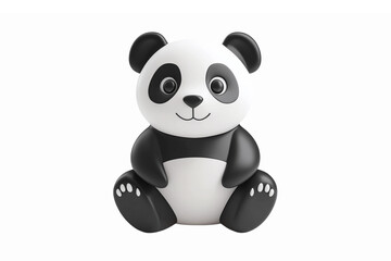 Obraz premium Adorable Cartoon Panda Character Sitting with Big Eyes and Cheerful Expression