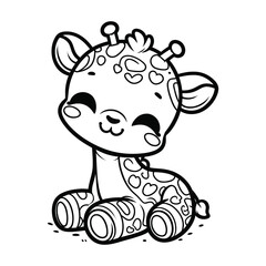 Cute Giraffe Cartoon Illustration for Kids Coloring and Creative Projects