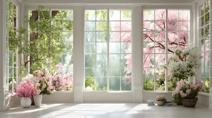 Zoom Background Large Window with Spring View