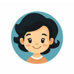 Cute Cartoon Girl Character Illustration with Smiling Face and Stylish Hair Design