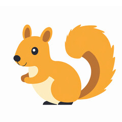 Cute Cartoon Squirrel Character with Bushy Tail Sitting Playfully on a Transparent Background