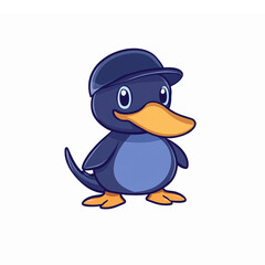 Obraz premium Cute Cartoon Penguin Character Wearing a Cap with a Cheerful Expression for Kids Themes
