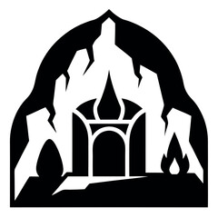 Simple Black and White Cave Icons desgin