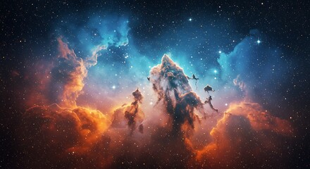 Fototapeta premium Cosmic Pillars: A 3D Nebula Dreamscape AI Generated