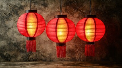 Obraz premium A Chinese New Year celebration with red lanterns and dragon dances.