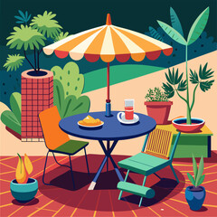 beach chairs and umbrella