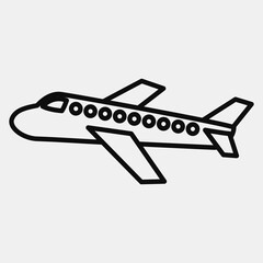 Icon airplane. Transportation elements. Icons in line style. Good for prints, posters, logo, sign, advertisement, etc.