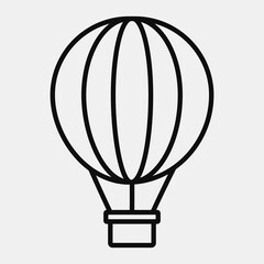 Icon hot air ballon. Transportation elements. Icons in line style. Good for prints, posters, logo, sign, advertisement, etc.