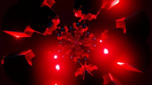 Abstract seamless VJ loop of geometric shapes with vibrant strobe lights
