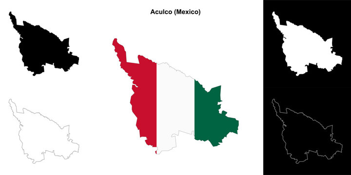 Aculco municipality (Mexico) outline map set