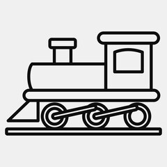 Icon old train. Transportation elements. Icons in line style. Good for prints, posters, logo, sign, advertisement, etc.