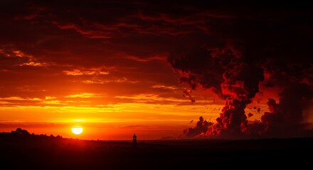 Fiery Sunset Inferno AI Generated