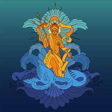 Graphic Amphitrite, the Greek sea Goddess