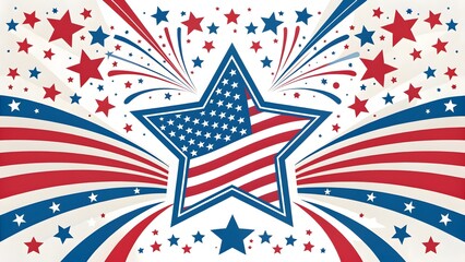 Celebratory Star Design Featuring American Flag Colors and Patterns for Festive Events
