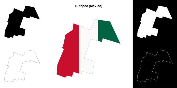 Tultepec municipality (Mexico) outline map set