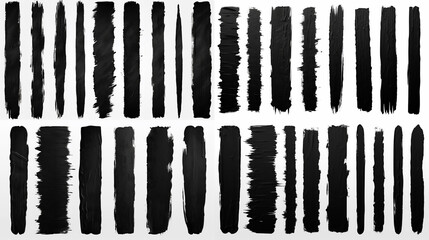 Brush strokes collection isolated on white background for design. Set of grunge black paint brush strokes