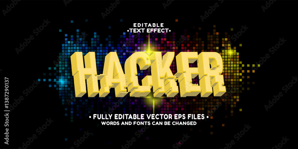 Poster 3d inflate hacker text effect