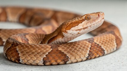 Obraz premium Agkistrodon Contortrix on studio background 