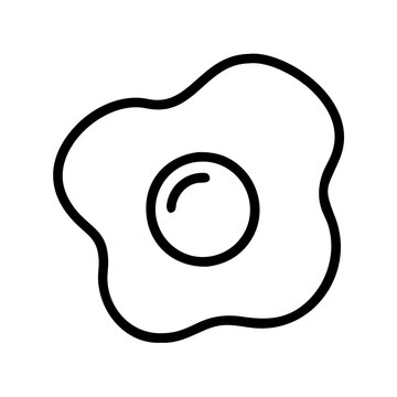 recommend clip art: Fried egg breakfast food vector icon sunny side up outline drawing breakfast illustration simple egg design 