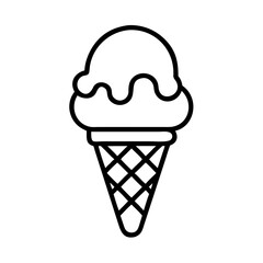 Ice cream cone vector outline drawing summer dessert sweet treat graphic illustration design isolated object