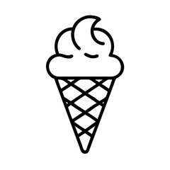 Ice cream cone vector drawing simple outline illustration for summer dessert and sweet treat design 