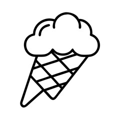 Ice cream cone outline vector illustration dessert sweet treat summer food graphic design  character