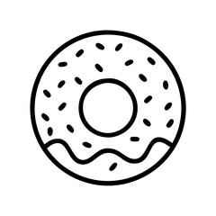 Delicious donut illustration with sprinkles and icing vector graphic for bakery and cafe designs 