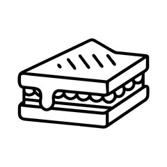 Delicious grilled cheese sandwich vector icon illustration for menu and recipe designs simple line drawing 