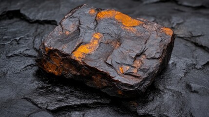 Dark, rough stone with hints of orange