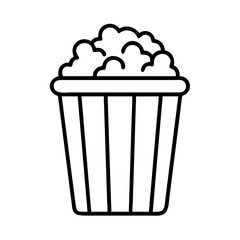 Popcorn bucket vector illustration, cinema snack, movie night treat, outline style, simple and modern design