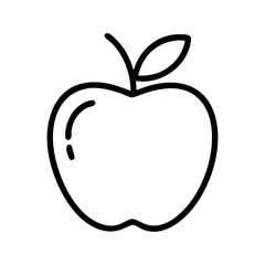 Apple outline drawing vector illustration fresh fruit healthy food single line art apple icon simple black line