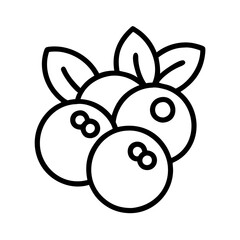 Outline drawing of fresh blueberries with leaves vector illustration clip art for graphic design projects