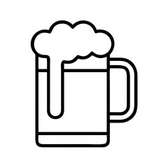 Outline beer mug vector illustration with foam for pub brewery bar or restaurant logo design and graphics use