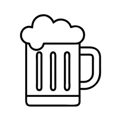Outline drawing of a beer mug with foam perfect for bar menu design and vector illustration projects