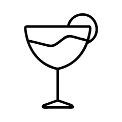 Margarita cocktail glass vector icon illustration with lime slice outline for bar menu and summer drink design