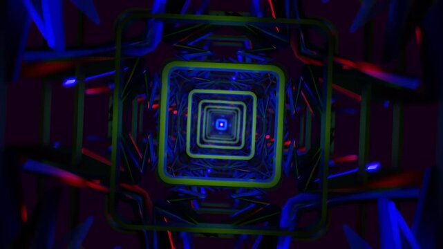 Changing geometric forms with strobe light patterns in seamless abstract loop
