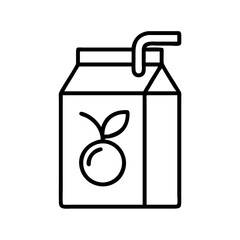 Orange juice box vector illustration, healthy drink, fruit juice container, fresh beverage, outline design