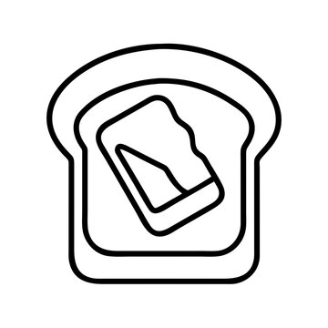 recommend clip art: Toast with jam breakfast vector illustration, simple outline bread and jam, breakfast food drawing icon art
