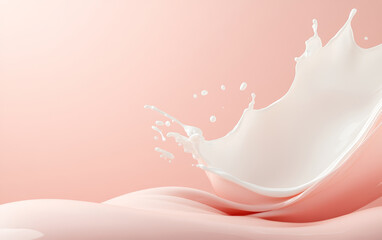 White milk splashed on a pink background