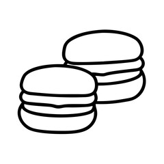 Delicious macarons vector illustration, french macarons dessert, sweet treats bakery design, pastry art line 