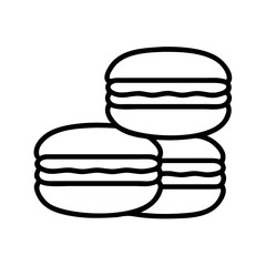 Delicious macarons stack line art vector illustration for bakery shop logo design and dessert menu item icon