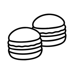 Two macarons vector illustration, french macaroons dessert line art drawing, bakery sweets design element,  characters