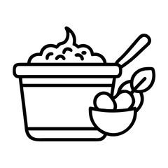 Delicious yogurt parfait with fresh fruit and spoon vector illustration design element art icon