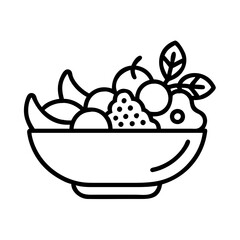 Bowl of fresh fruit salad healthy eating concept vector illustration outline style for diet and nutrition  characters