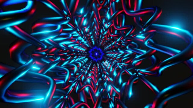 Seamless background of abstract strobe lights and geometric shapes in motion
