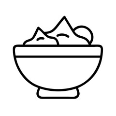 Bowl of delicious cream dessert vector icon illustration for food and sweet treat design projects is here
