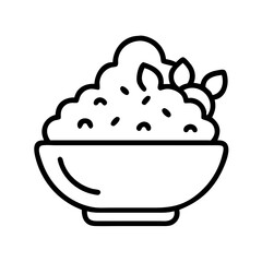 Bowl of rice with herbs vector illustration for asian cuisine and healthy food icon or logo design use case