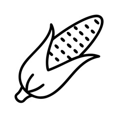 Corn on the cob vector illustration, sweet corn outline drawing, healthy food icon, maize agriculture harvest