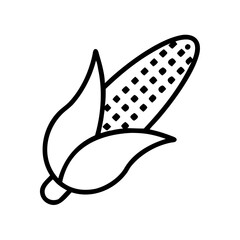 Corn on the cob vector illustration, outline drawing of fresh maize, healthy food ingredient, simple icon