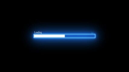 4K Video of Animation Science Futuristic Loading. Loading Transfer Download 0-100% in blue science effect. light blue loading bar on black screen. Technology concept .technology background 